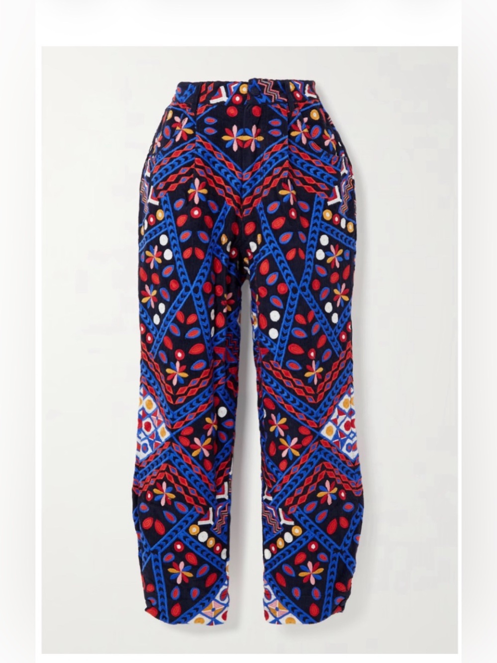 NWT FARM Rio Corduroy Multicolor Embroidered Pants